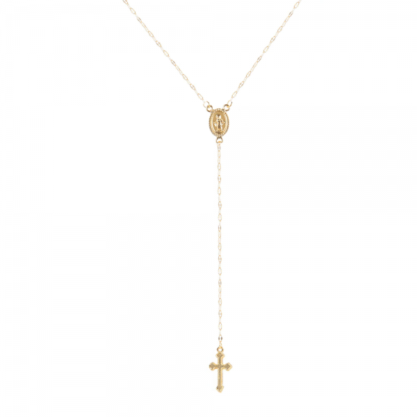 1 main new vintage goldrose gold christian cross bohemia religious rosary pendant necklace for women charm jewelry gifts