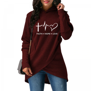 Women's Cotton O-neck Long Sleeve Hoodie