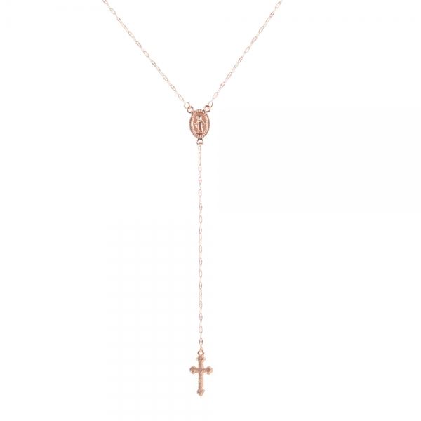 3 main new vintage goldrose gold christian cross bohemia religious rosary pendant necklace for women charm jewelry gifts